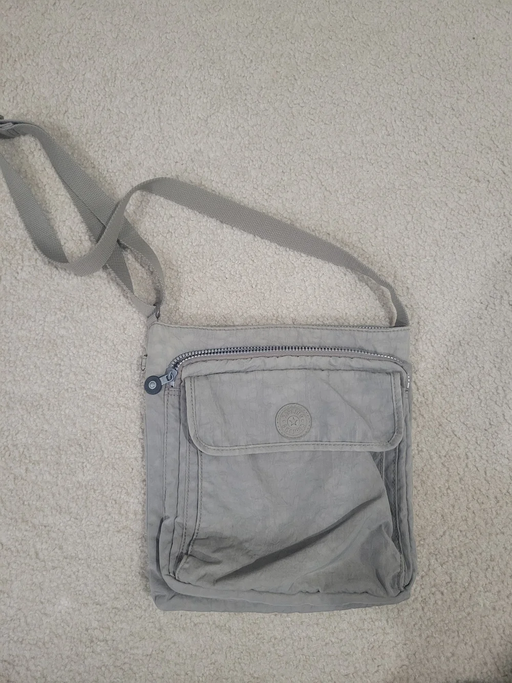 Kipling Light Gray Crossbody Bag with Front Flap Pocket